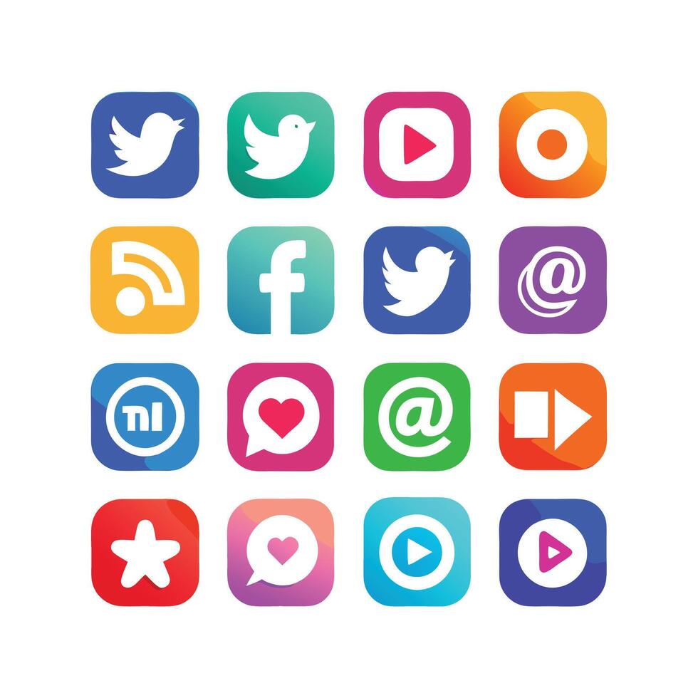 Social Media Icon Set Collection for Websites and Mobile Applications vector