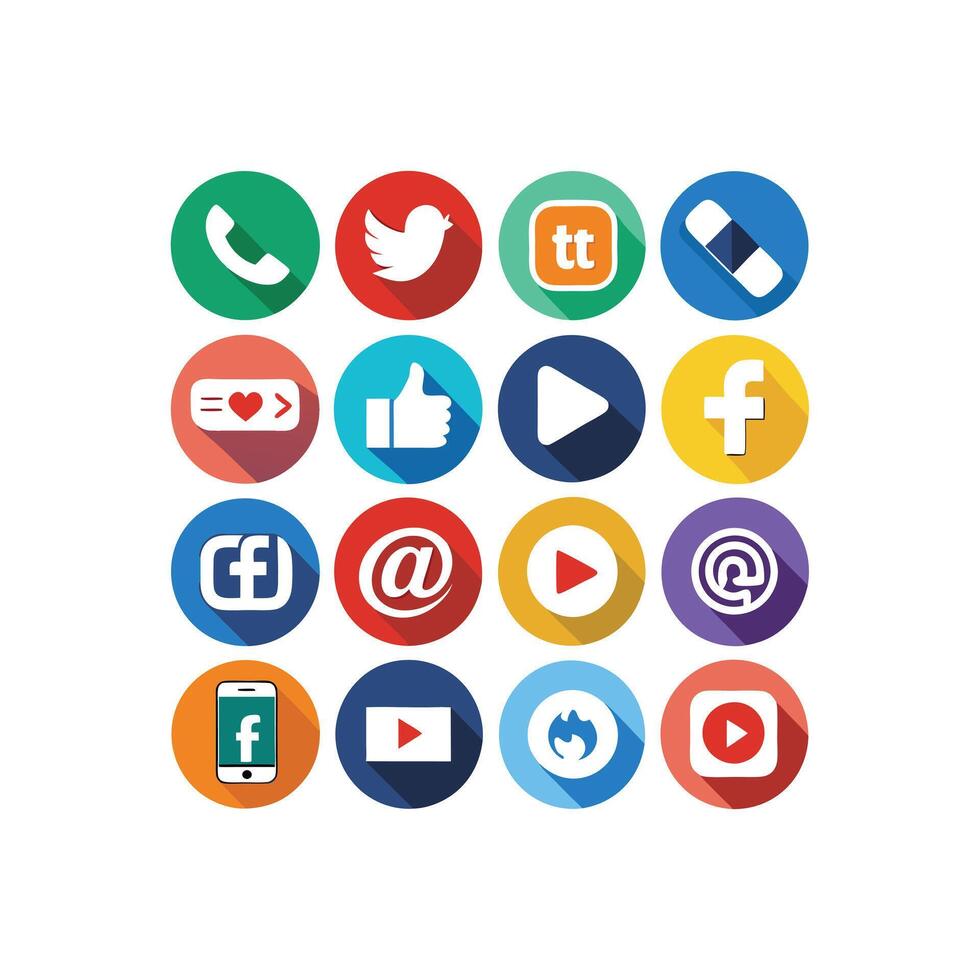 Social Media Icon Set Collection for Websites and Mobile Applications vector