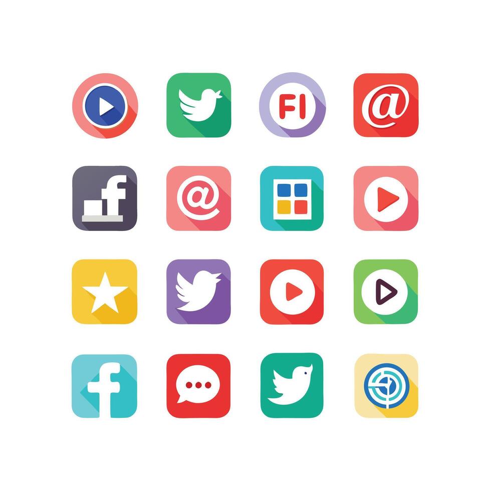 Social Media Icon Set Collection for Websites and Mobile Applications vector