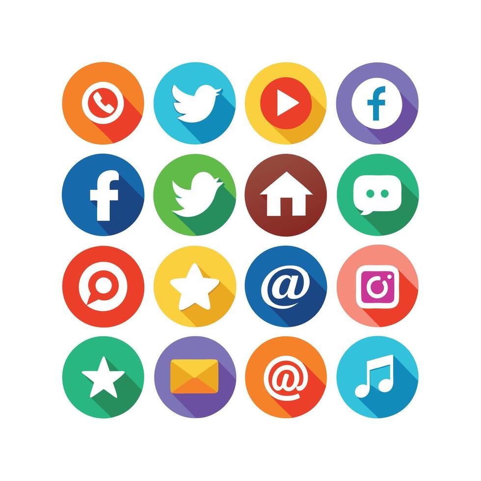 Social Media Icon Set Collection for Websites and Mobile Applications vector
