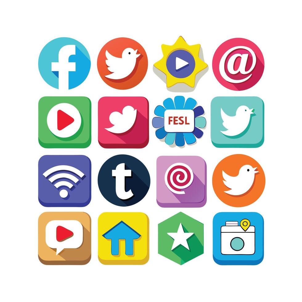 Social Media Icon Set Collection for Websites and Mobile Applications vector