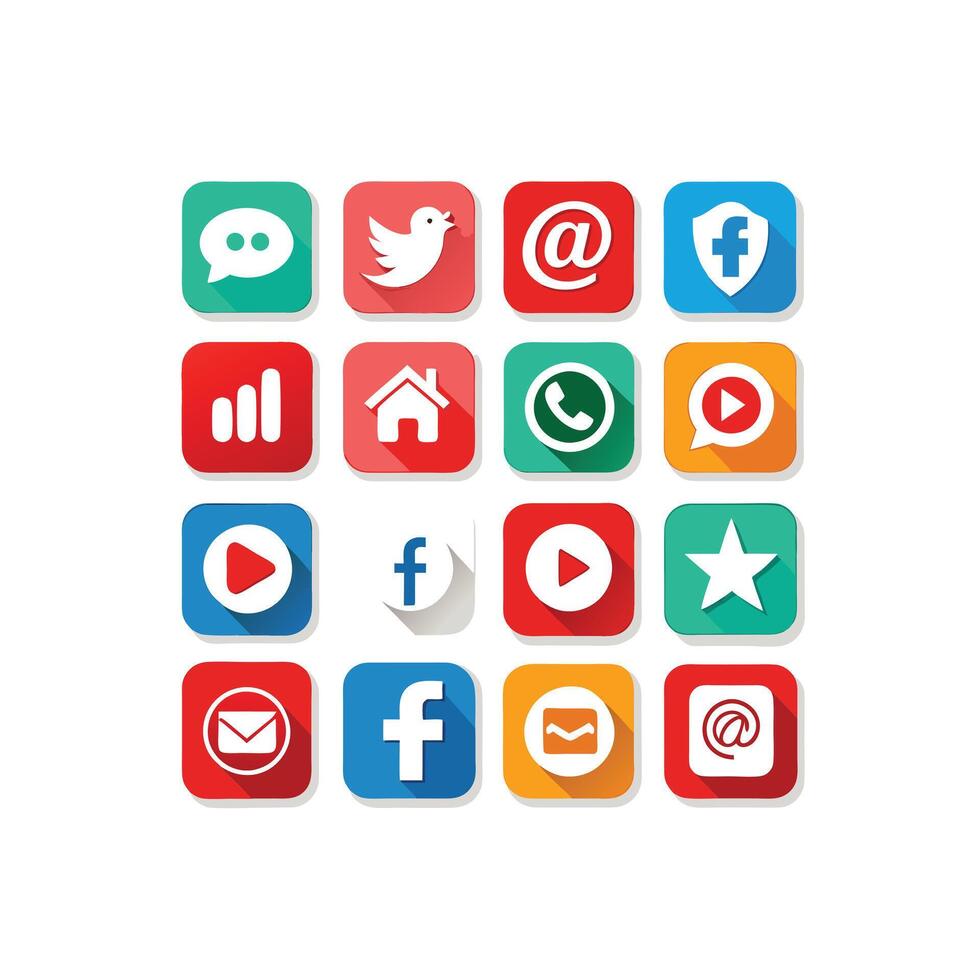 Social Media Icon Set Collection for Websites and Mobile Applications vector
