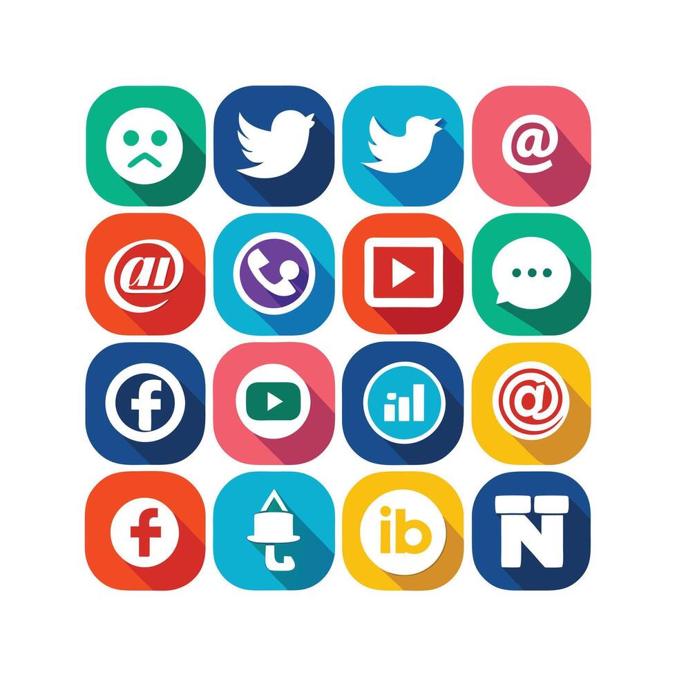 Social Media Icon Set Collection for Websites and Mobile Applications vector