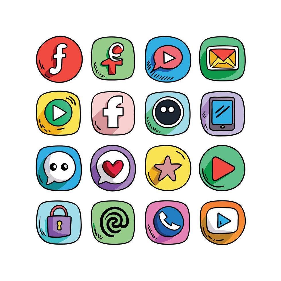 Social Media Icon Set Collection for Websites and Mobile Applications vector