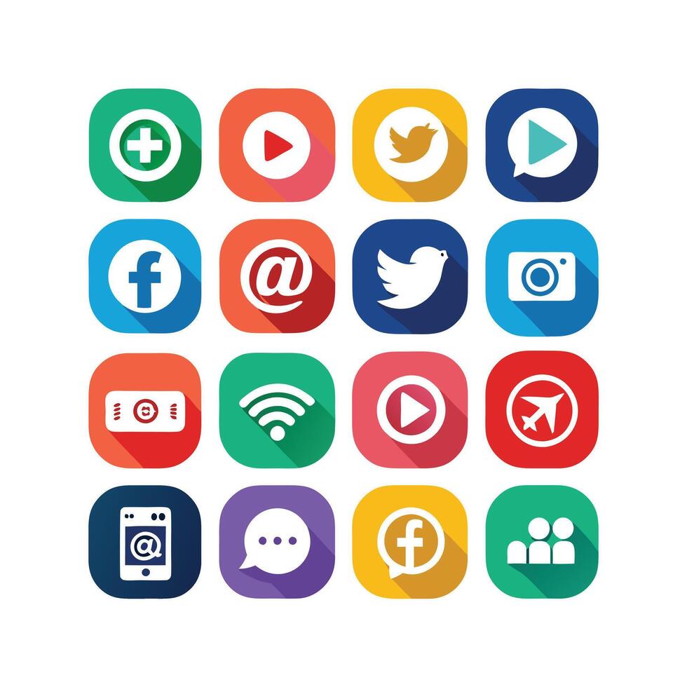 Social Media Icon Set Collection for Websites and Mobile Applications vector