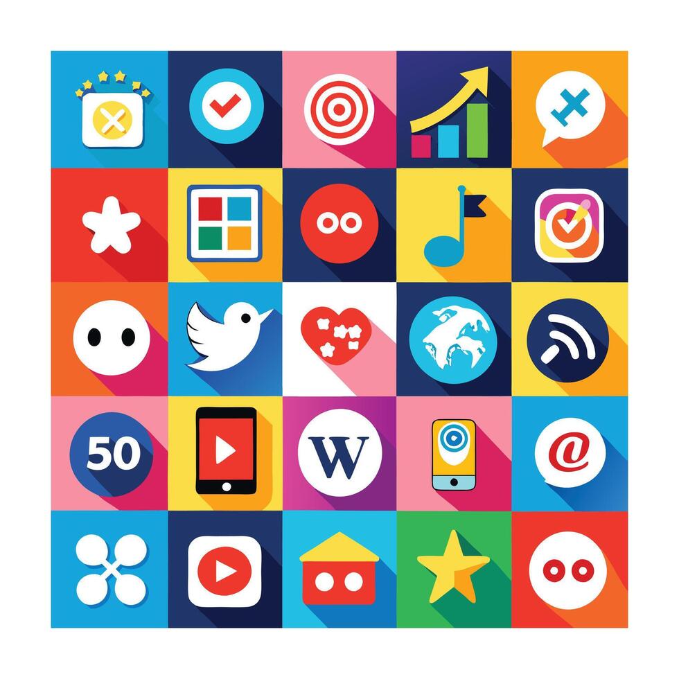 Social Media Icon Set Collection for Websites and Mobile Applications vector