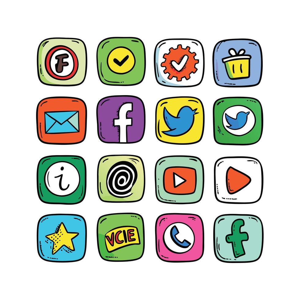 Social Media Icon Set Collection for Websites and Mobile Applications vector