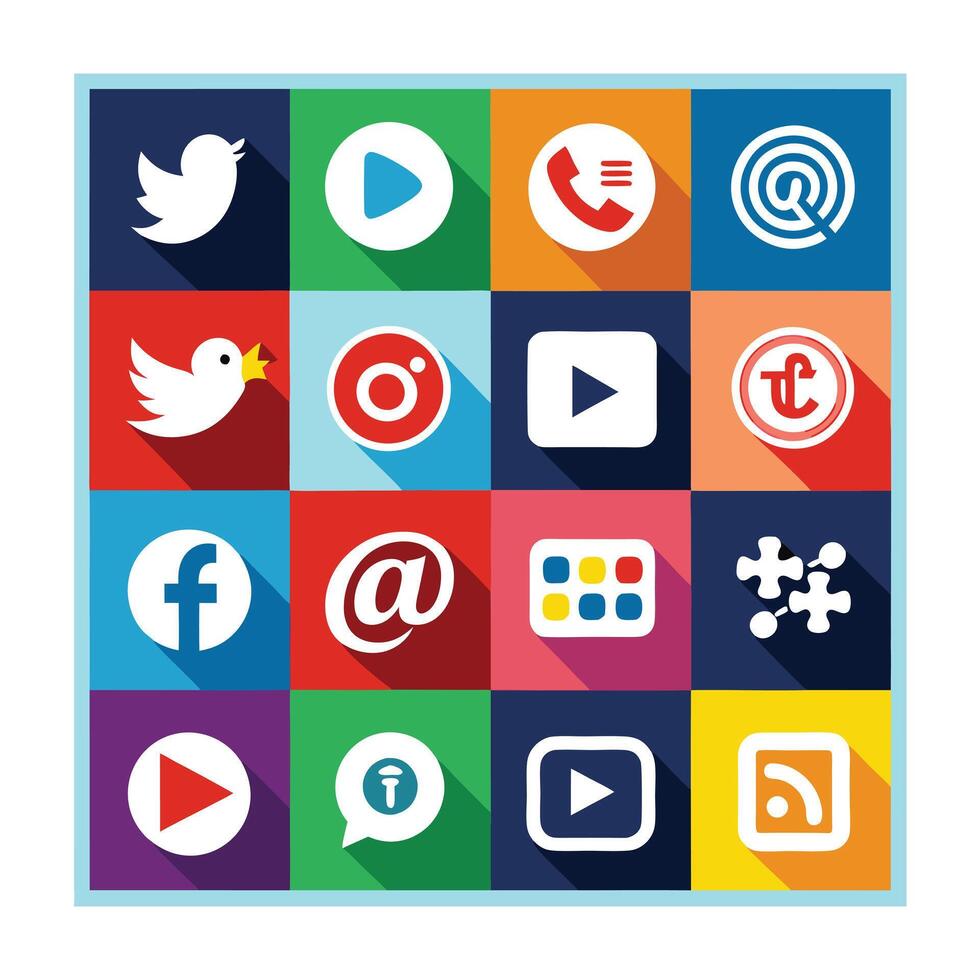 Social Media Icon Set Collection for Websites and Mobile Applications vector