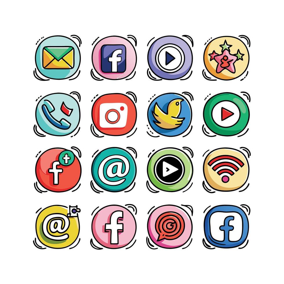 Social Media Icon Set Collection for Websites and Mobile Applications vector