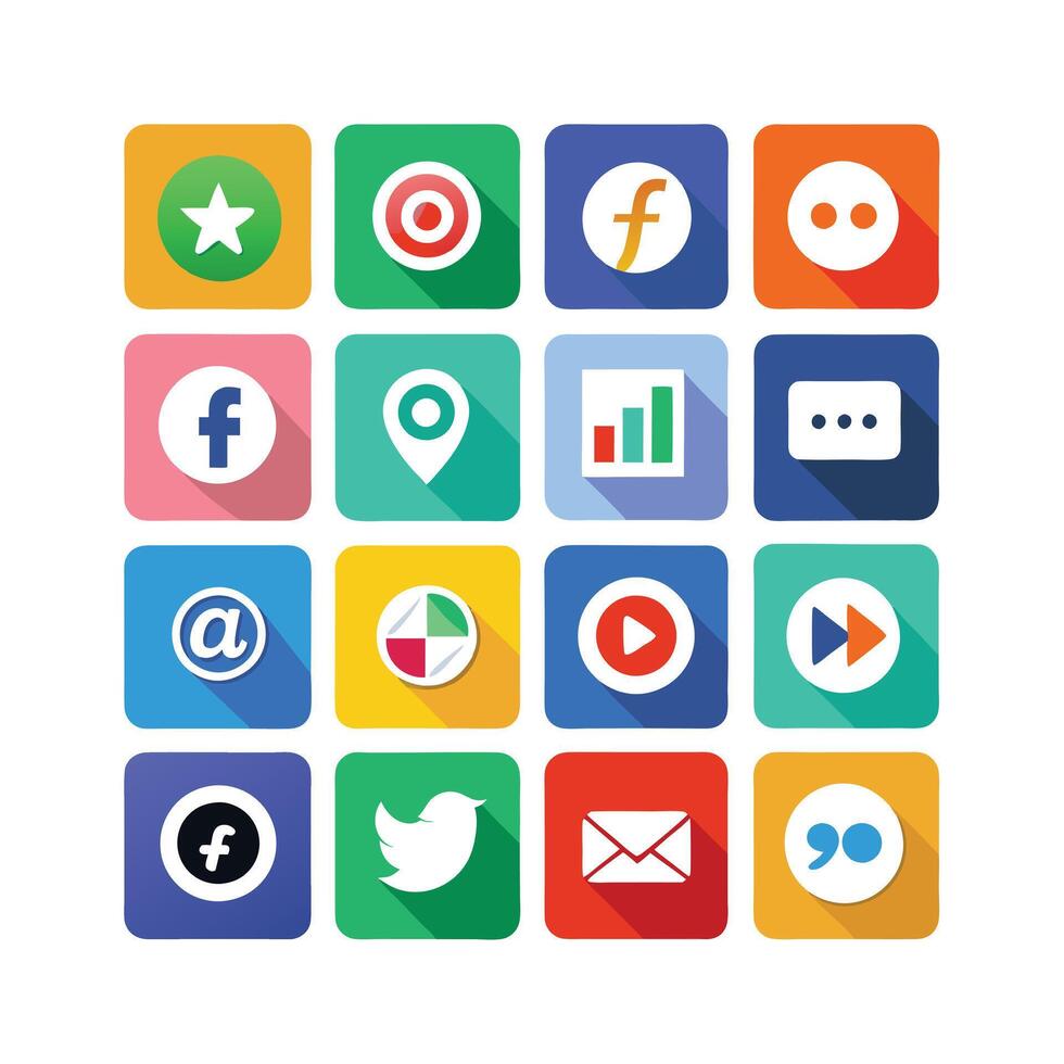 Social Media Icon Set Collection for Websites and Mobile Applications vector