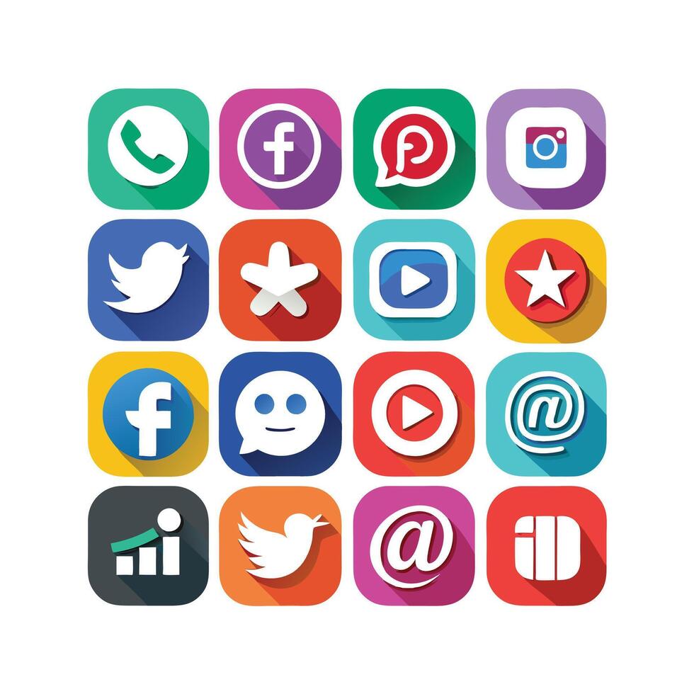 Social Media Icon Set Collection for Websites and Mobile Applications vector
