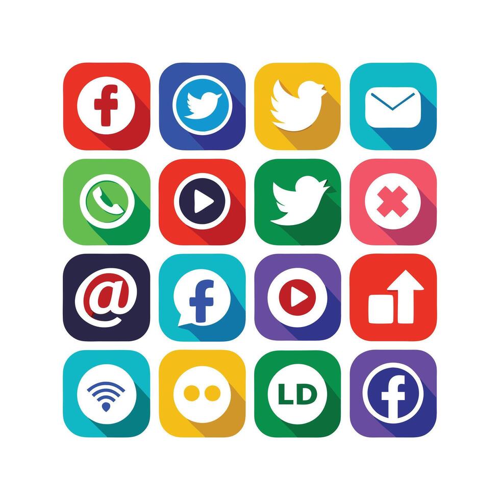 Social Media Icon Set Collection for Websites and Mobile Applications vector