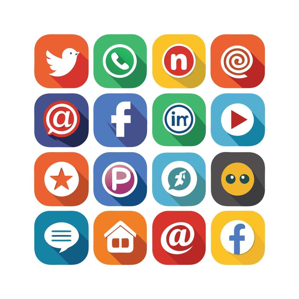Social Media Icon Set Collection for Websites and Mobile Applications vector