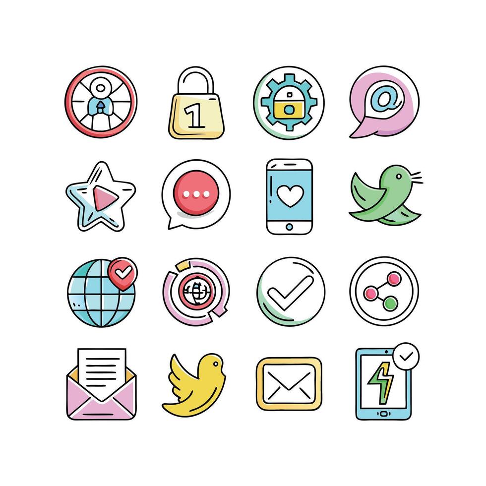 Social Media Icon Set Collection for Websites and Mobile Applications vector