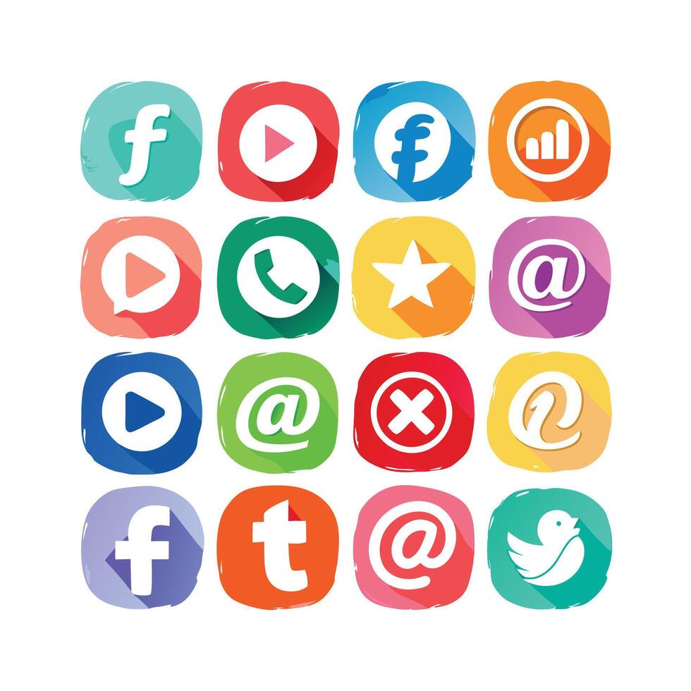 Social Media Icon Set Collection for Websites and Mobile Applications vector