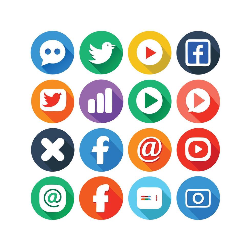 Social Media Icon Set Collection for Websites and Mobile Applications vector