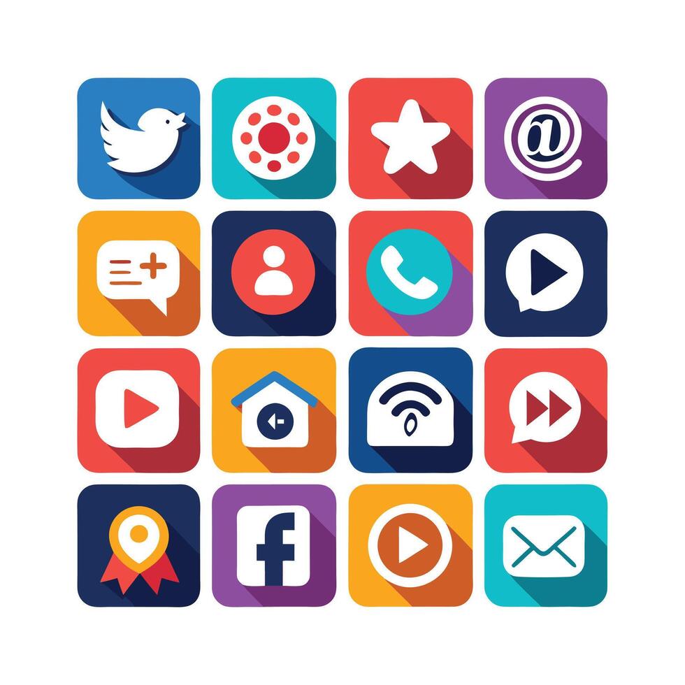 Social Media Icon Set Collection for Websites and Mobile Applications vector