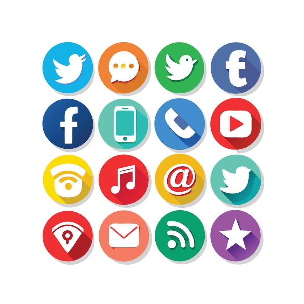 Social Media Icon Set Collection for Websites and Mobile Applications vector