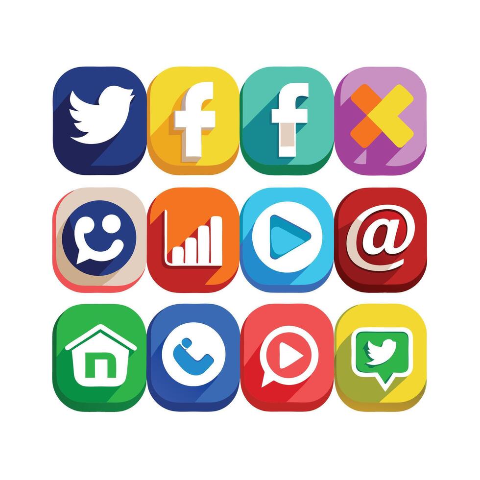 Social Media Icon Set Collection for Websites and Mobile Applications vector