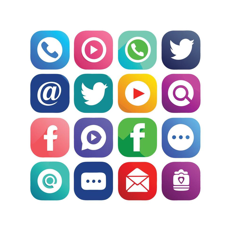 Social Media Icon Set Collection for Websites and Mobile Applications vector