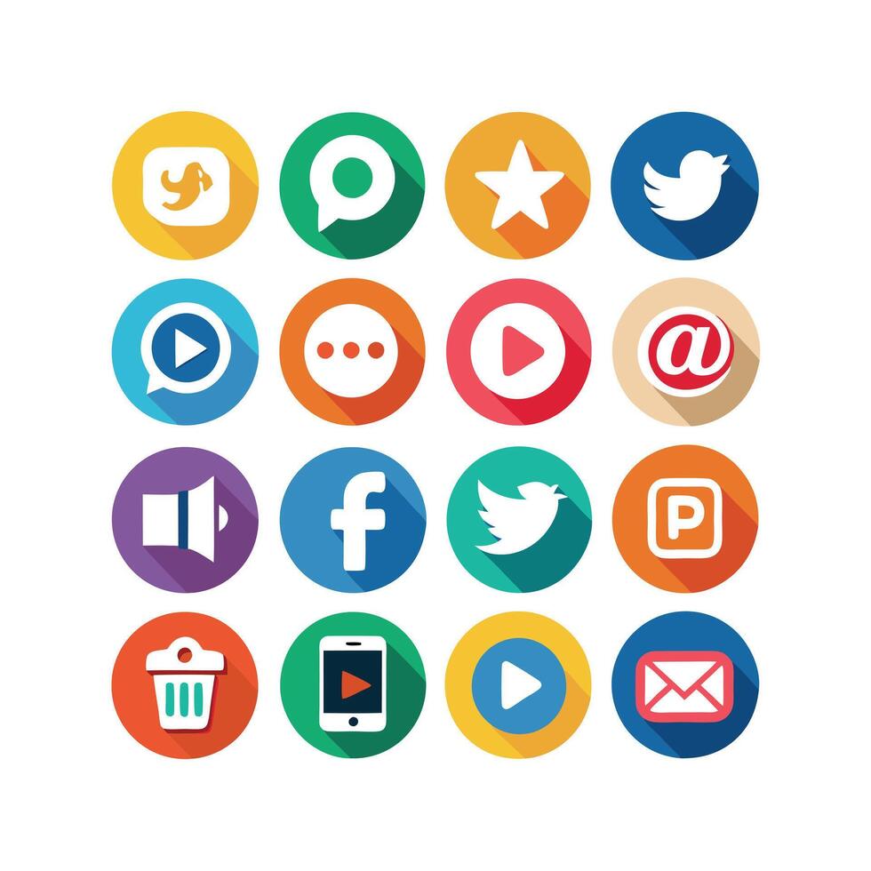 Social Media Icon Set Collection for Websites and Mobile Applications vector