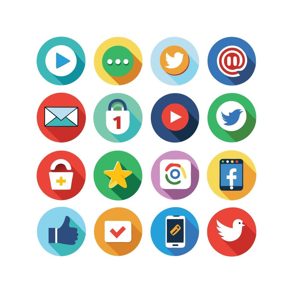 Social Media Icon Set Collection for Websites and Mobile Applications vector