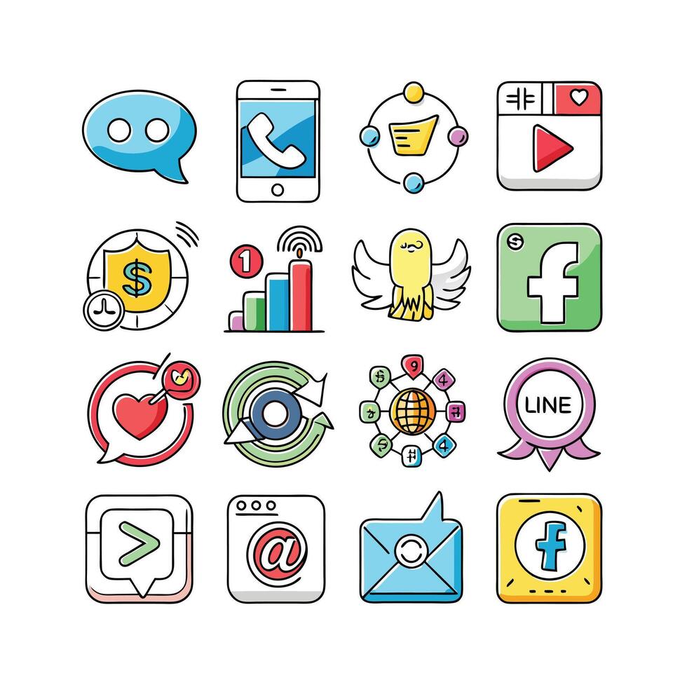Social Media Icon Set Collection for Websites and Mobile Applications vector