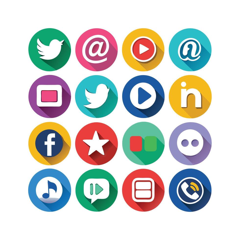 Social Media Icon Set Collection for Websites and Mobile Applications vector