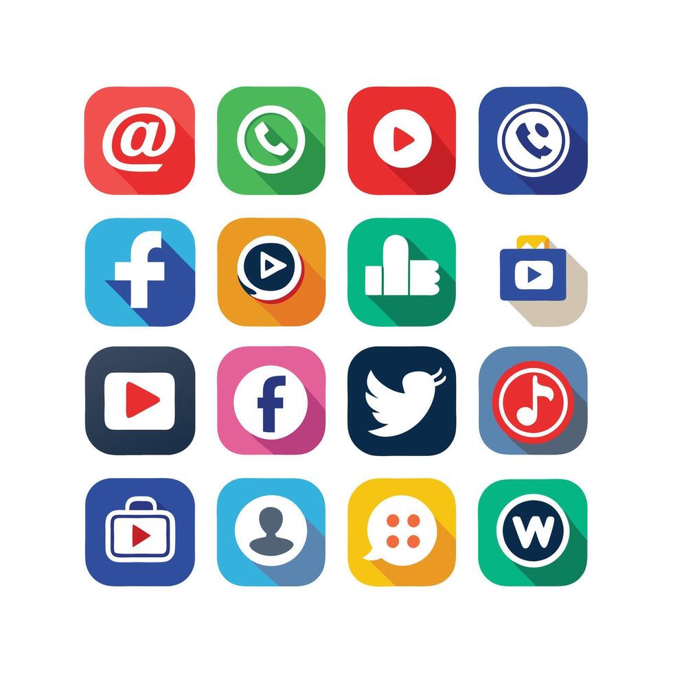 Social Media Icon Set Collection for Websites and Mobile Applications vector