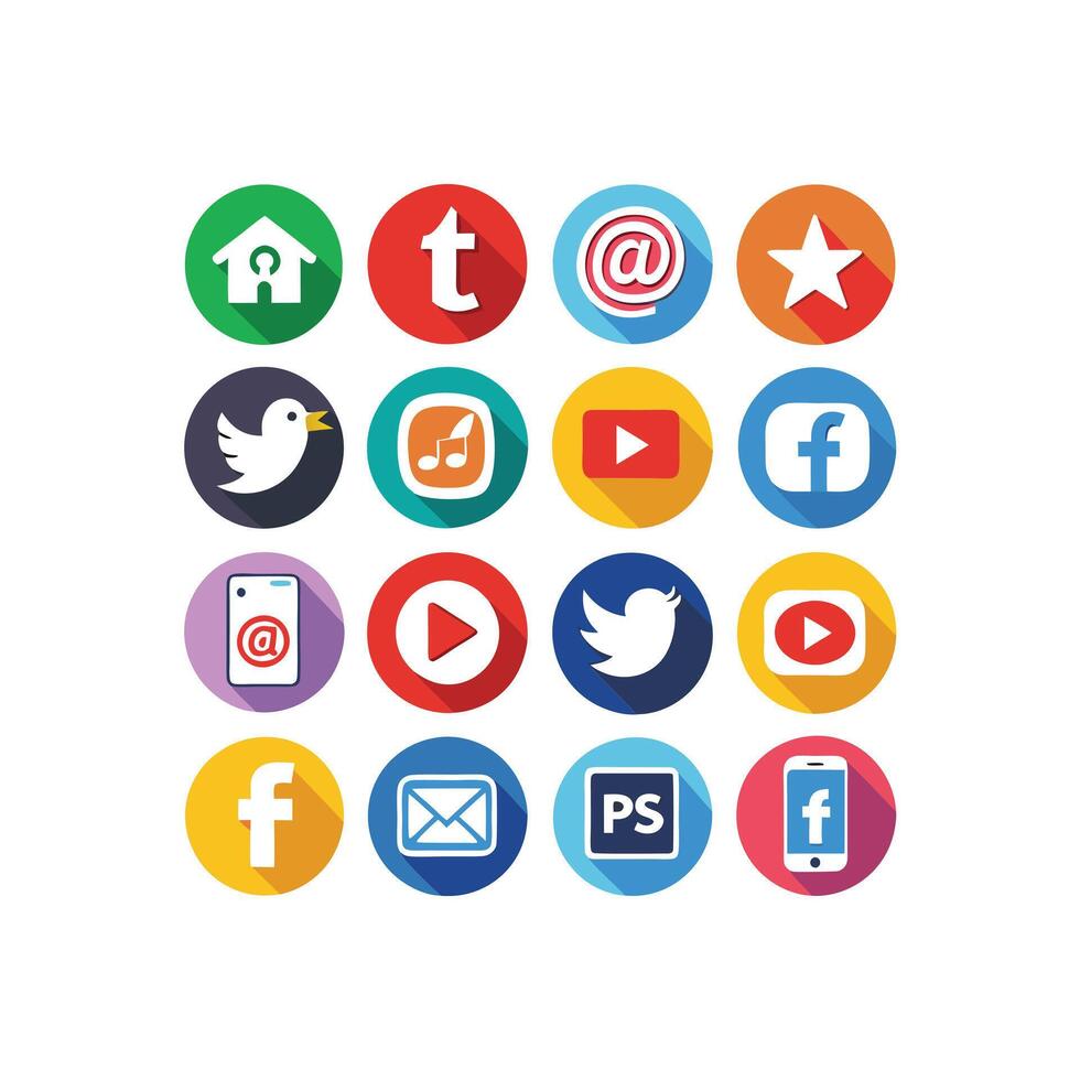Social Media Icon Set Collection for Websites and Mobile Applications vector