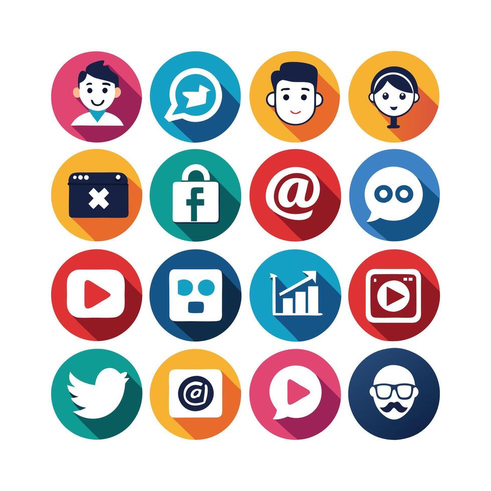 Social Media Icon Set Collection for Websites and Mobile Applications vector