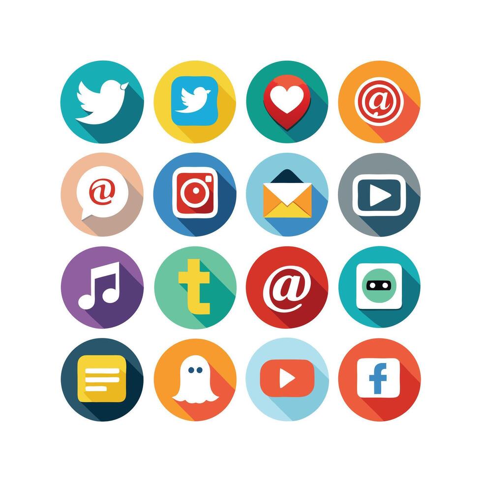 Social Media Icon Set Collection for Websites and Mobile Applications vector