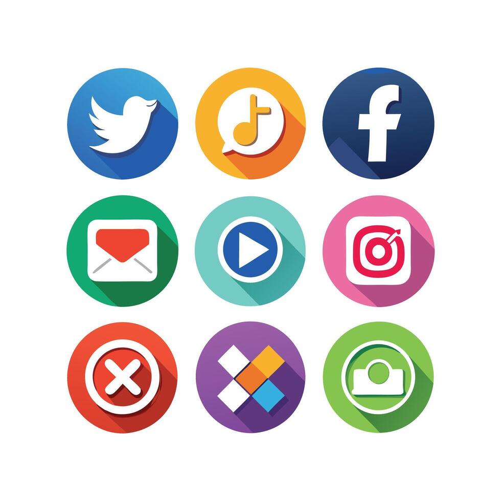 Social Media Icon Set Collection for Websites and Mobile Applications vector