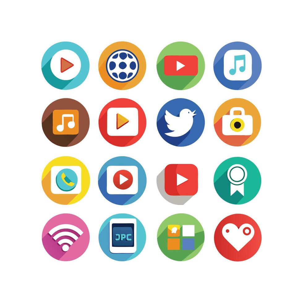 Social Media Icon Set Collection for Websites and Mobile Applications vector