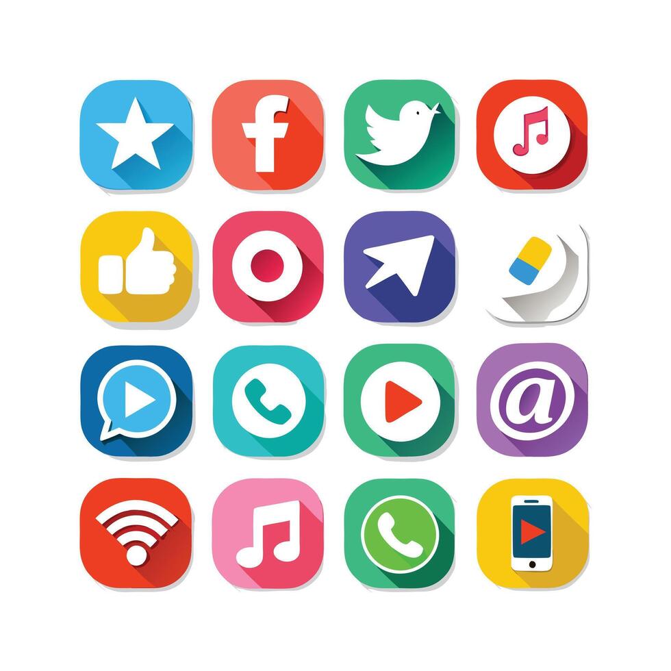 Social Media Icon Set Collection for Websites and Mobile Applications vector