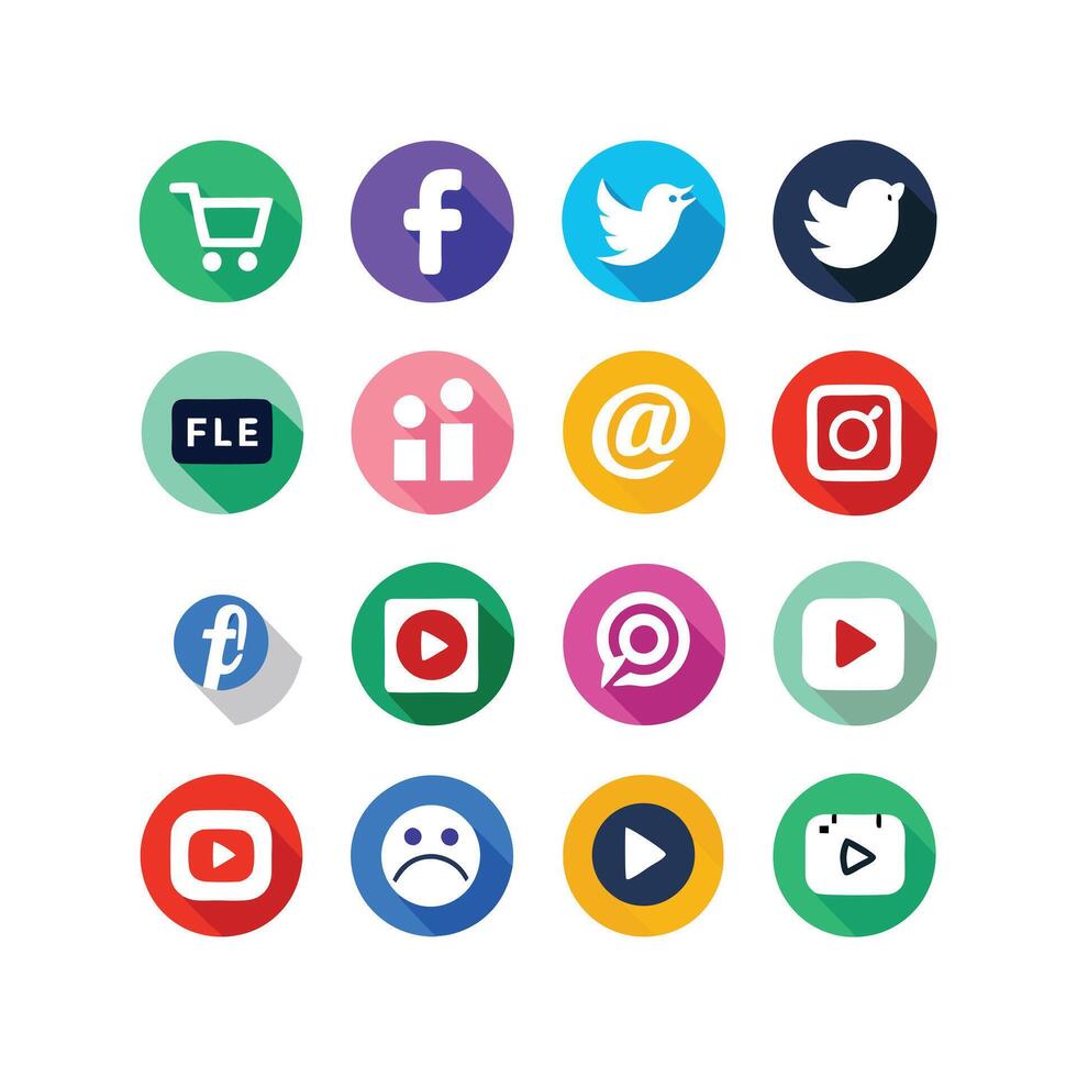 Social Media Icon Set Collection for Websites and Mobile Applications vector