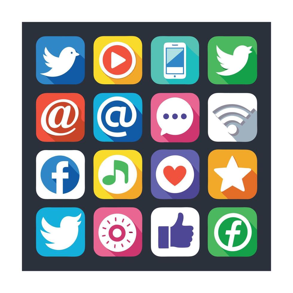 Social Media Icon Set Collection for Websites and Mobile Applications vector