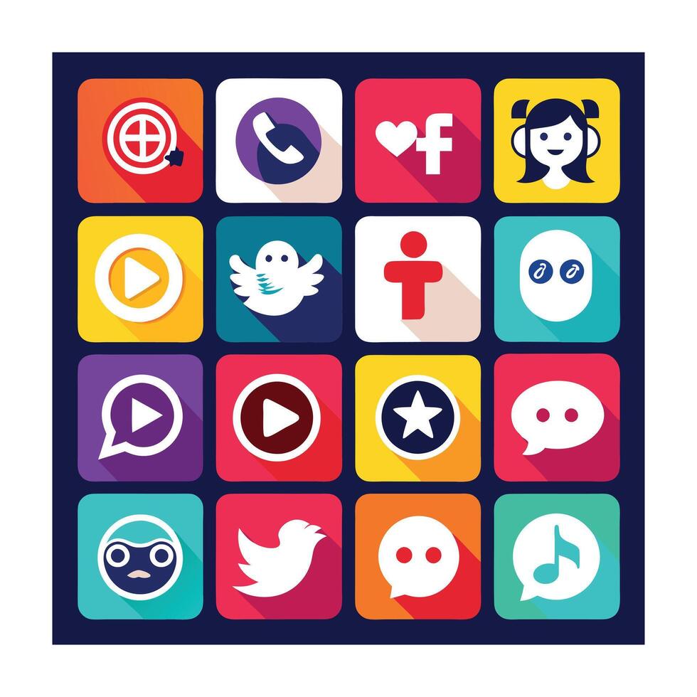 Social Media Icon Set Collection for Websites and Mobile Applications vector