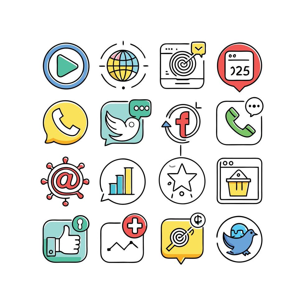 Social Media Icon Set Collection for Websites and Mobile Applications vector