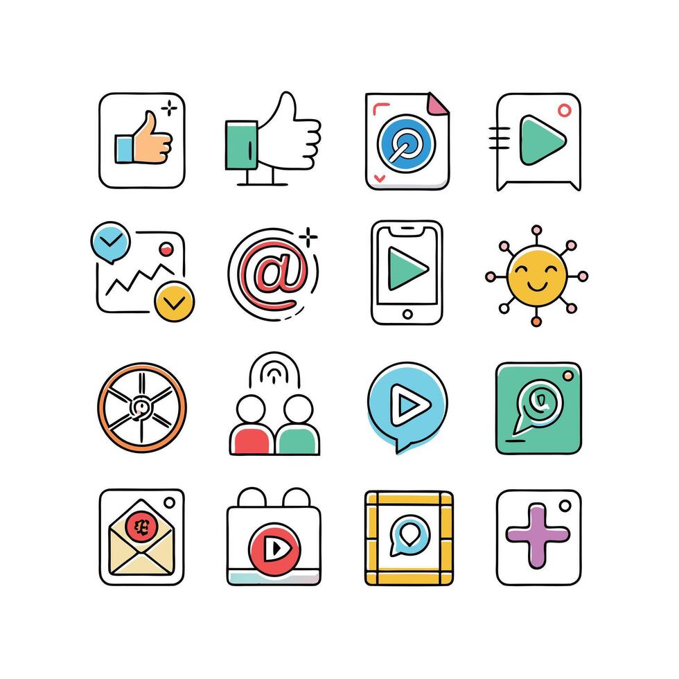 Social Media Icon Set Collection for Websites and Mobile Applications vector