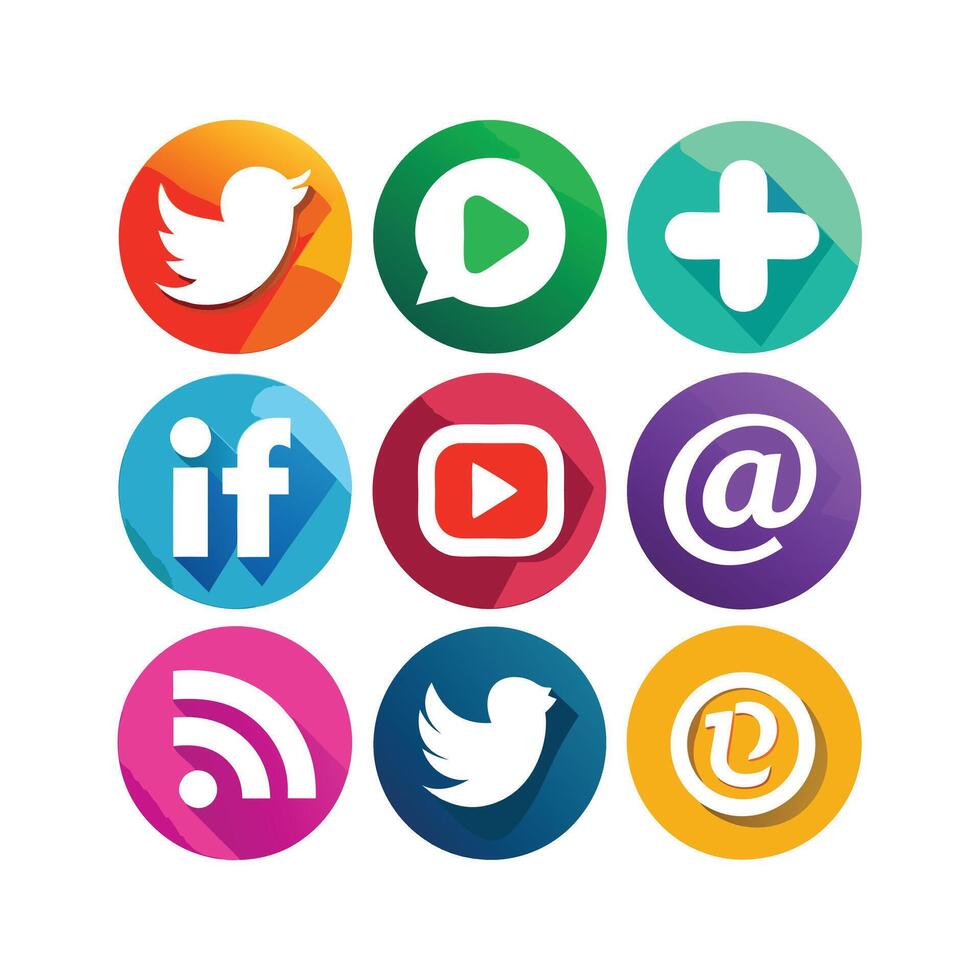 Social Media Icon Set Collection for Websites and Mobile Applications vector