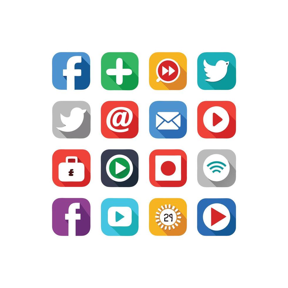 Social Media Icon Set Collection for Websites and Mobile Applications vector