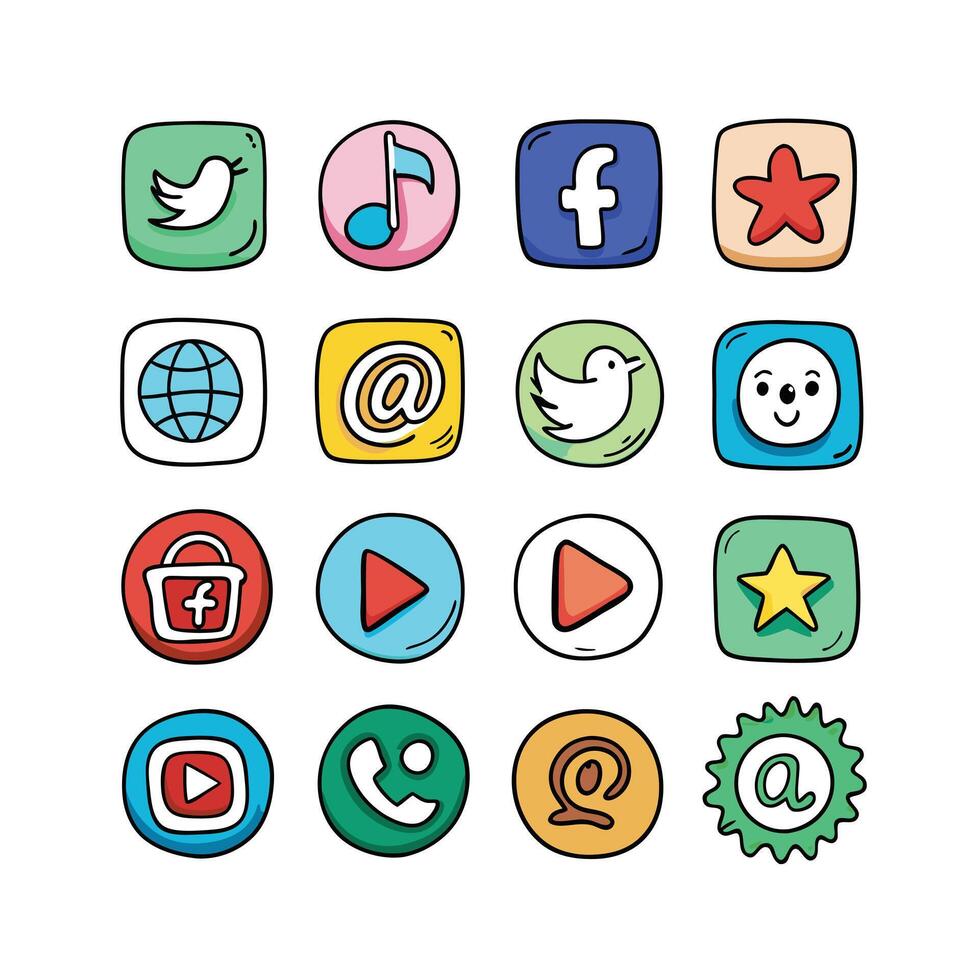 Social Media Icon Set Collection for Websites and Mobile Applications vector