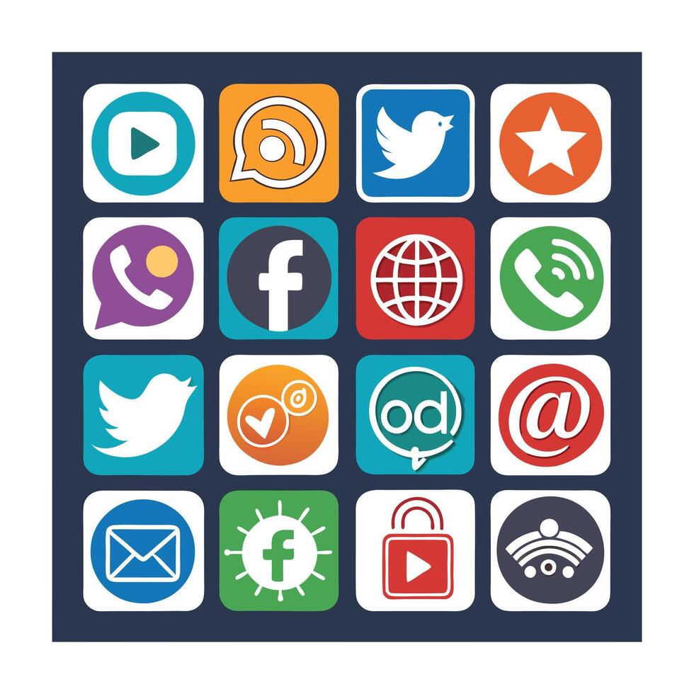 Social Media Icon Set Collection for Websites and Mobile Applications vector