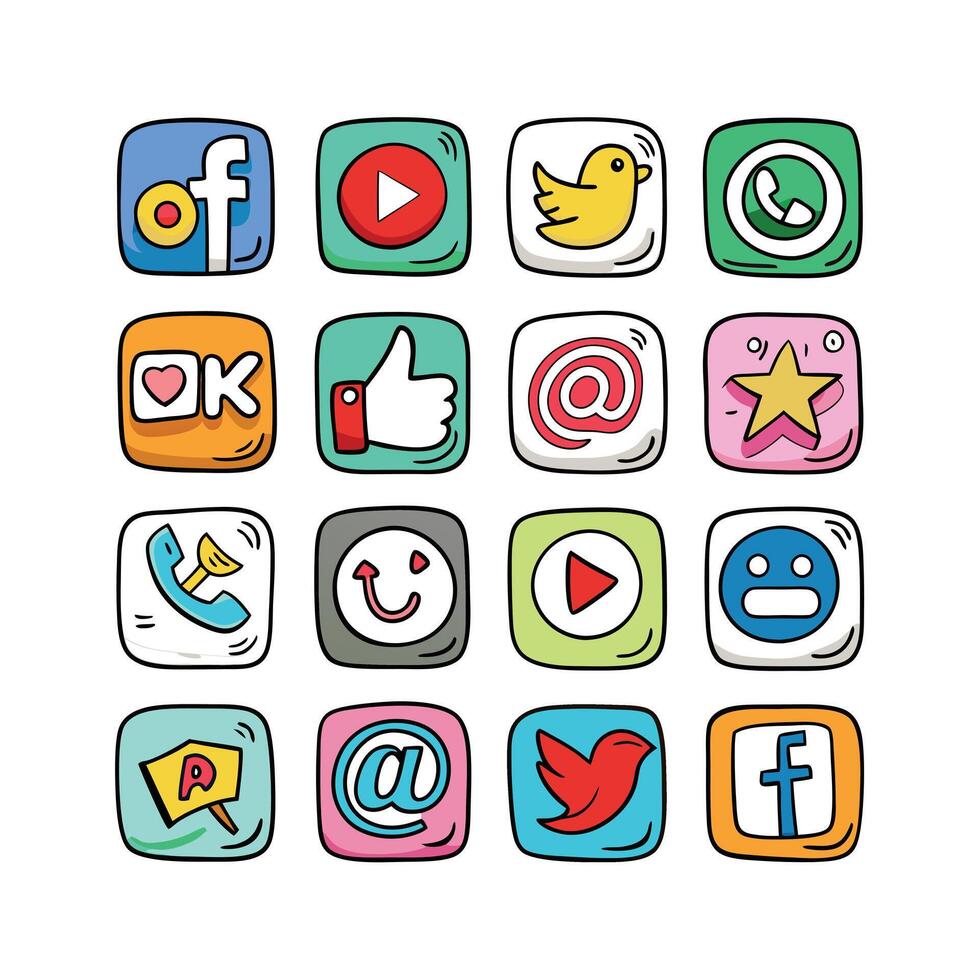 Social Media Icon Set Collection for Websites and Mobile Applications vector