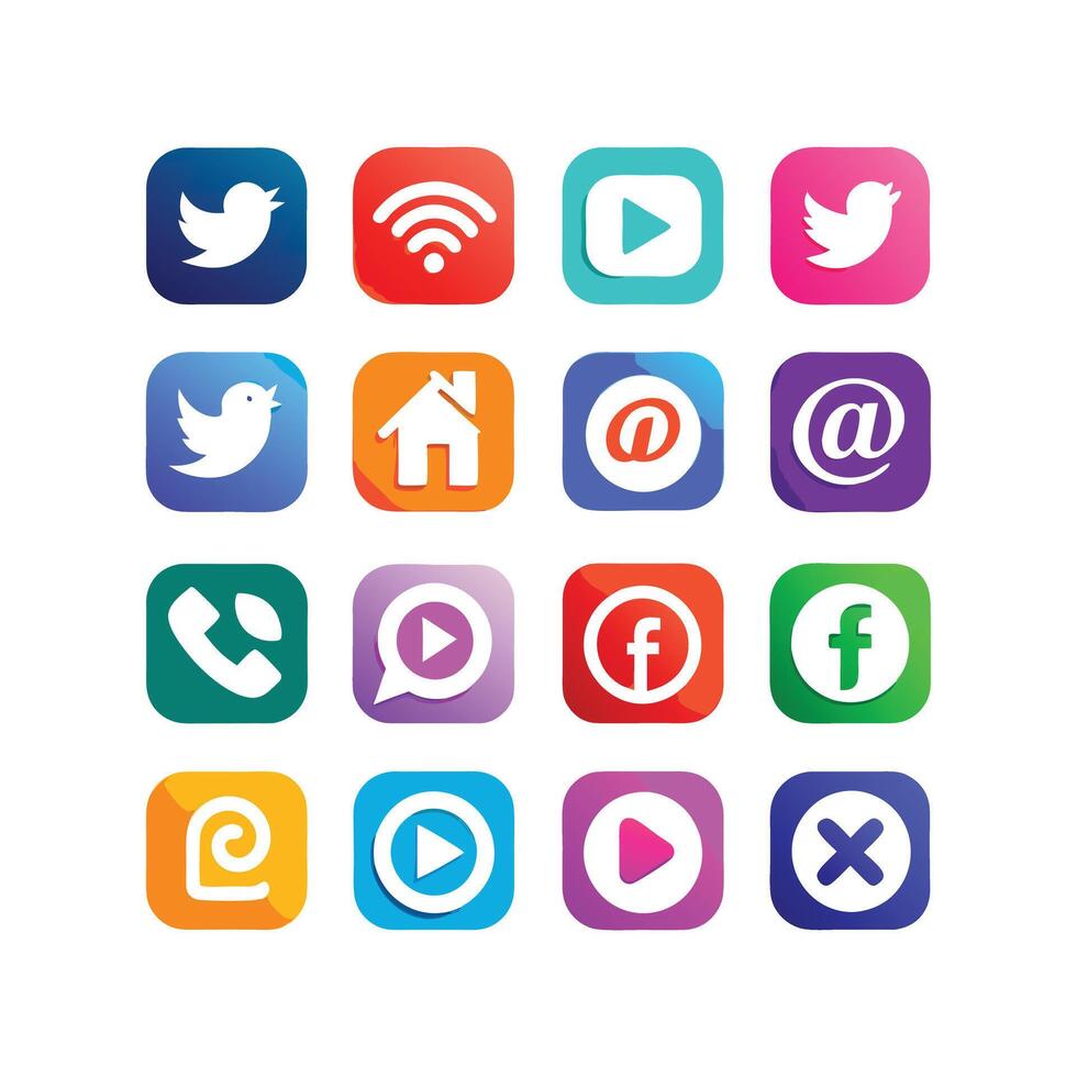 Social Media Icon Set Collection for Websites and Mobile Applications vector