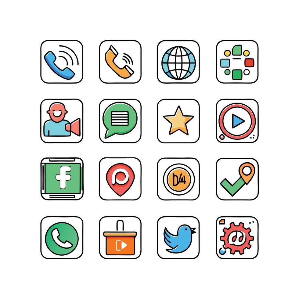 Social Media Icon Set Collection for Websites and Mobile Applications vector