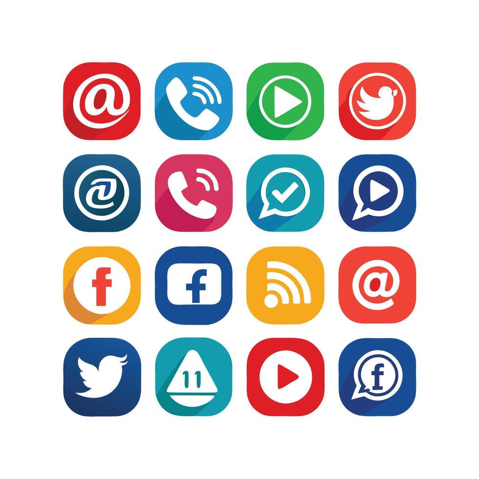 Social Media Icon Set Collection for Websites and Mobile Applications vector