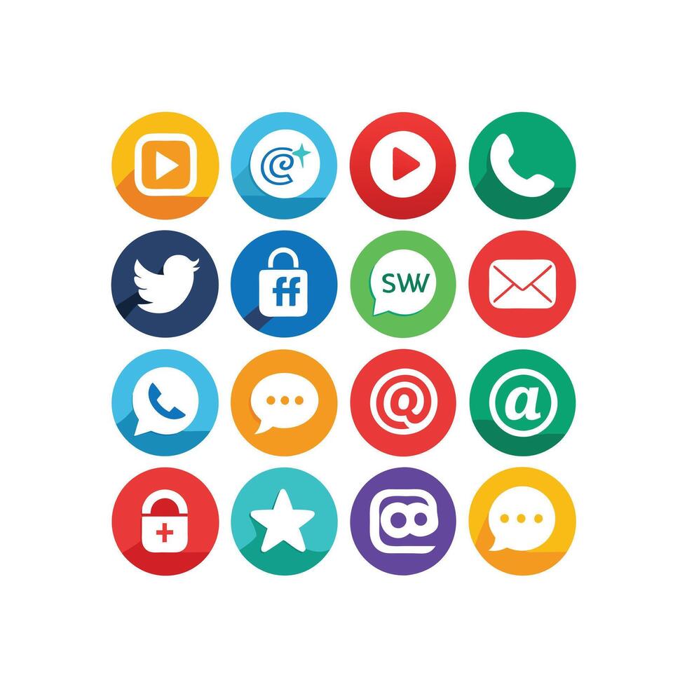 Social Media Icon Set Collection for Websites and Mobile Applications vector