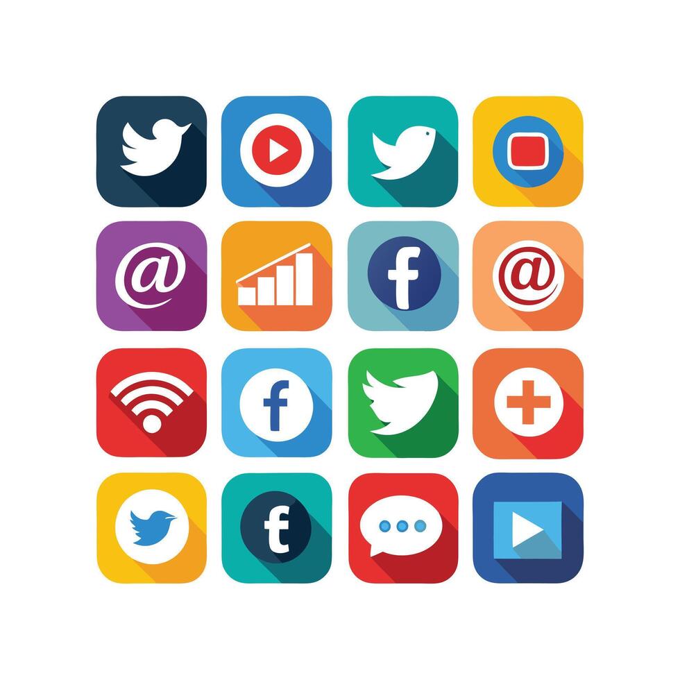 Social Media Icon Set Collection for Websites and Mobile Applications vector